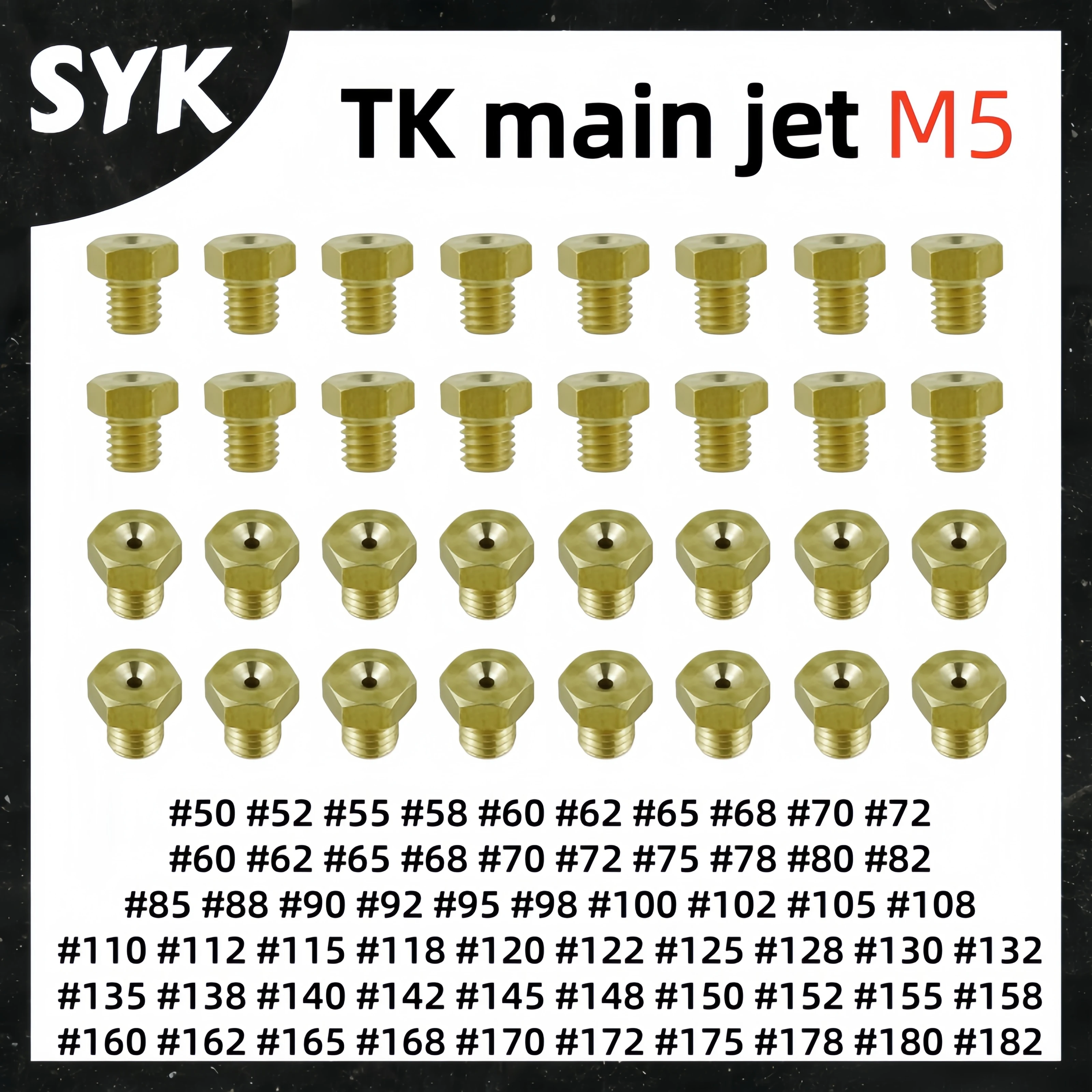 10PCS Of Set Universal For Yamaha Motorcycle Taikai/TK Carburetor Hexagonal Main Jet For TK100 JOG SUV SRZ Y28V SRZ150 JYM150JS1
