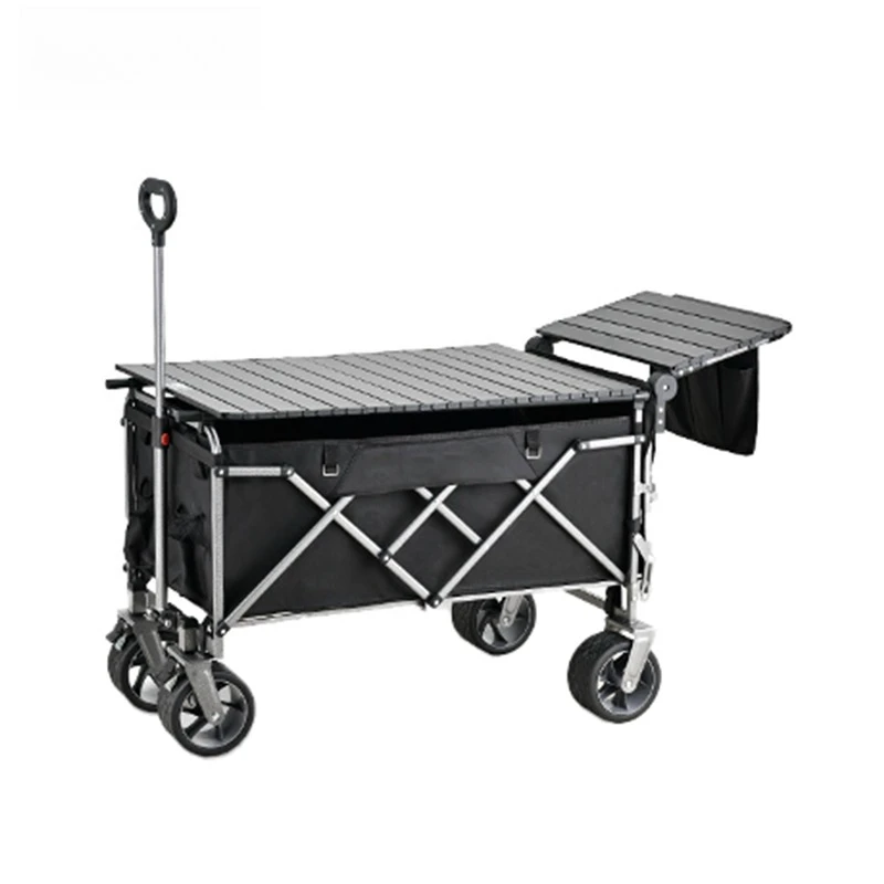 

Industrial folding 600D shopping cart Outdoor portable four-wheel trolley Adjustable height Table load-bearing 200KG