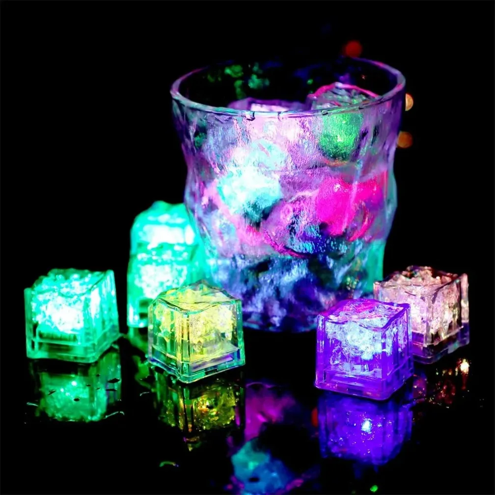 SeeMpp LED Ice Cube Multi Color Waterproof Flashing Glow in The Dark Light Up for Bar Club Drinking Party Wine Decoration