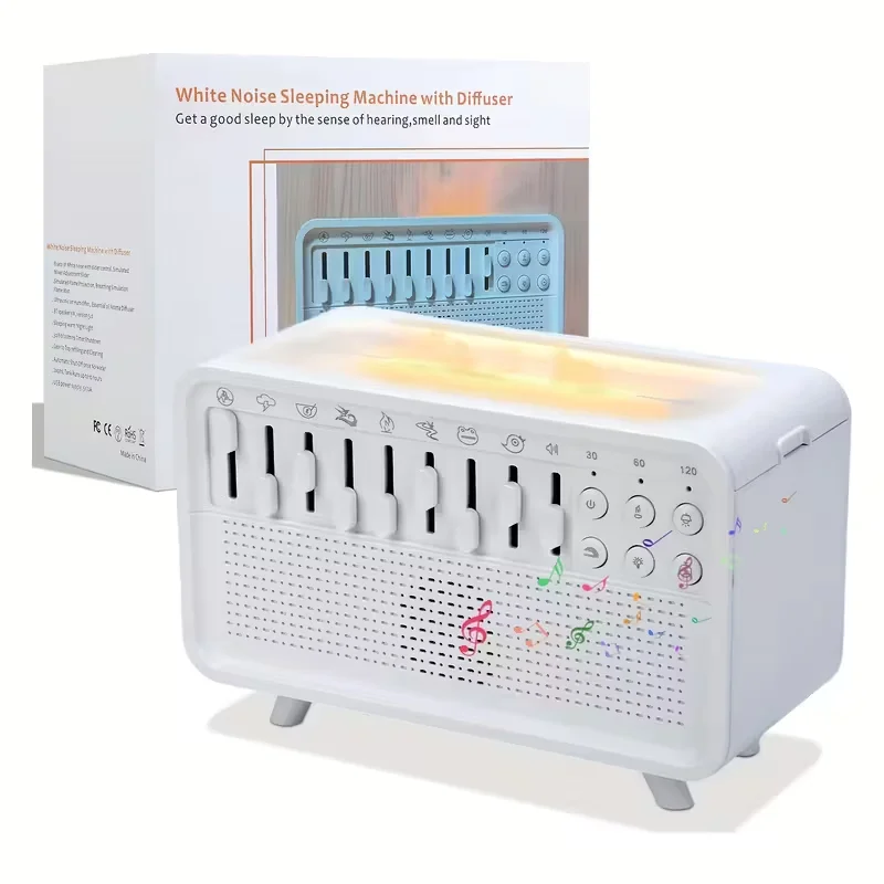 

Машина и увлажнитель белого шума с беспроводным динамиком — ночник с регулируемой яркостью 30 уровней, 8 успокаивающих звуков, диффузор для ароматерапии