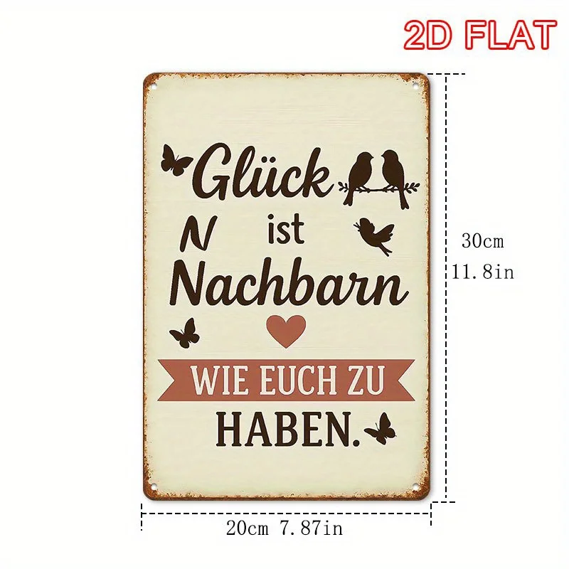 2D Flat  Metal Sign, Decorative Plaque Wall Art in  Style Iron Sign, German Neighborhood Theme with German Neighborly Blessings