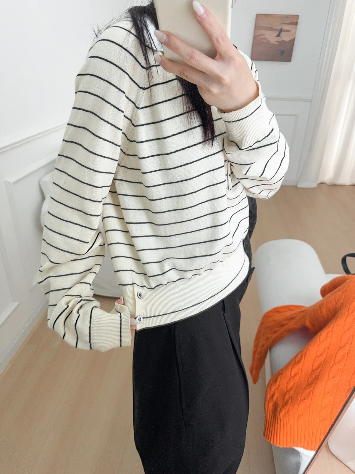 T-shirt Long en coton pour femmes, décontracté, coupe ample, col rayé, coréen, nouvelle collection printemps automne