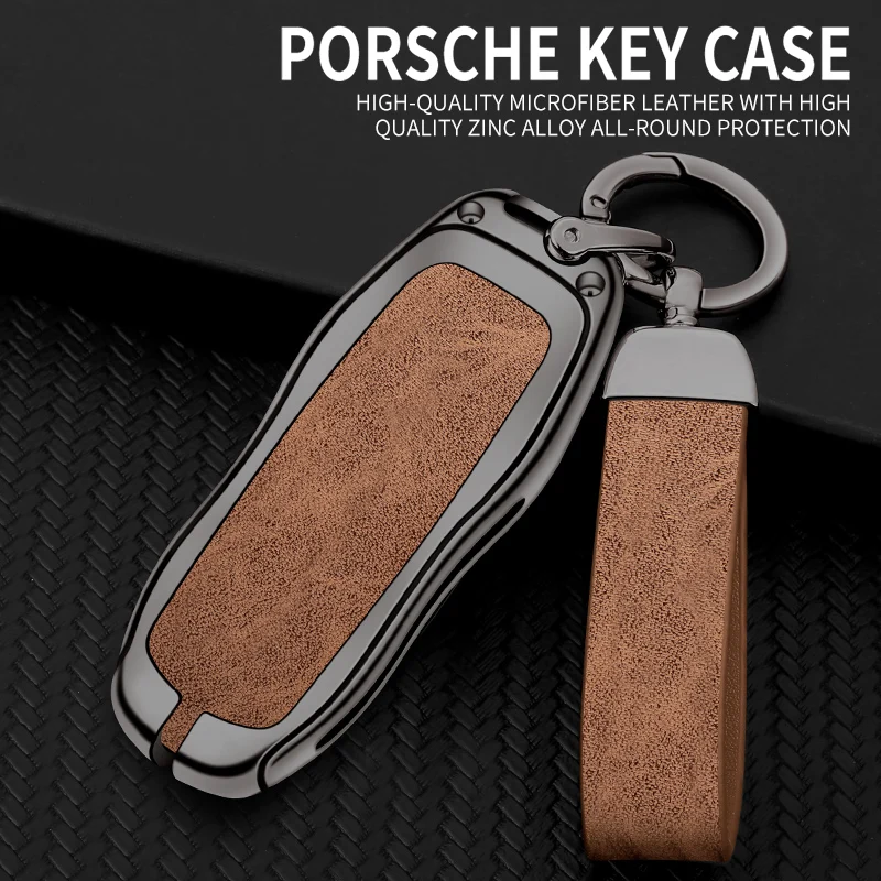 Car Metal Key Case Cover Shell Fob For Porsche Panamera Cayenne Cayman 718 971 911 9YA Macan Boxster Carrera Taycan Accessories