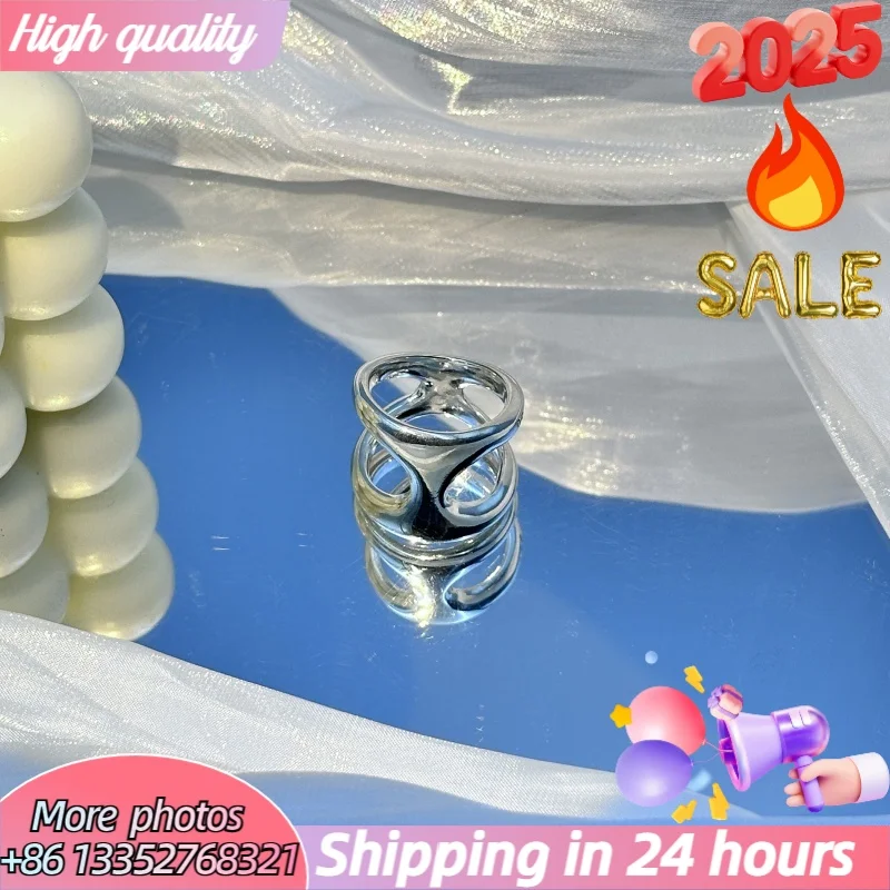 

2025 New Style Versatile Personality Ring Fashion Plated 925 Silver 14k Gold Charm Niche Lovers Hight-end Jewelry Gifts