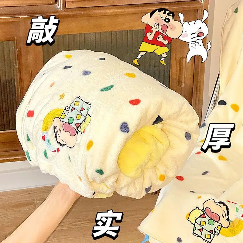 크레용 신짱 귀여운 만화 애니메이션 크리 에이 티브 카와이 편안한 통기성 흡수성 속건성 목욕 스커트 헤어 드라이어 모자 썸네일 4