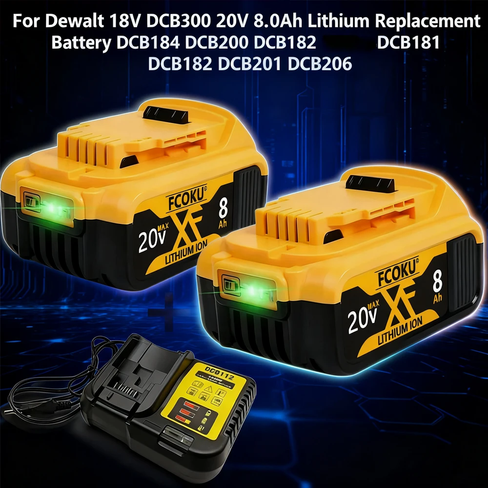 

For Original DeWalt 20V DCB206 6Ah Li-ion Battery + Charger DCB200/DCF892/DCF845 DCB201 DCB206 DCF845 for Cordless Power Tools
