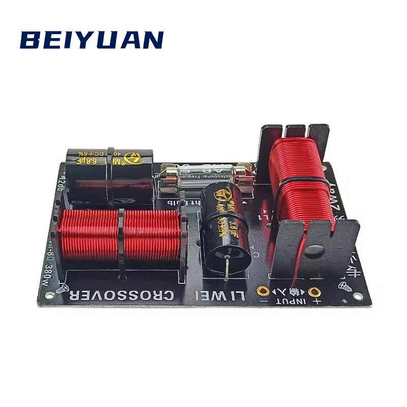 BEIYUAN  380W 3400KHz 2 Way Speakers Crossover Tweeter Bass Two way divider Treble Woofer Frequency divider 4-8Ω 12db/oct