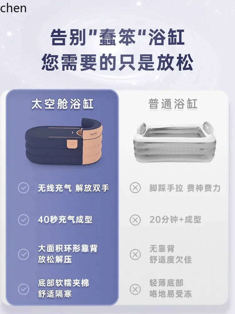 

H29- automatic inflatable bathtub, full body foldable bath tub, home use two-person bathing tub
