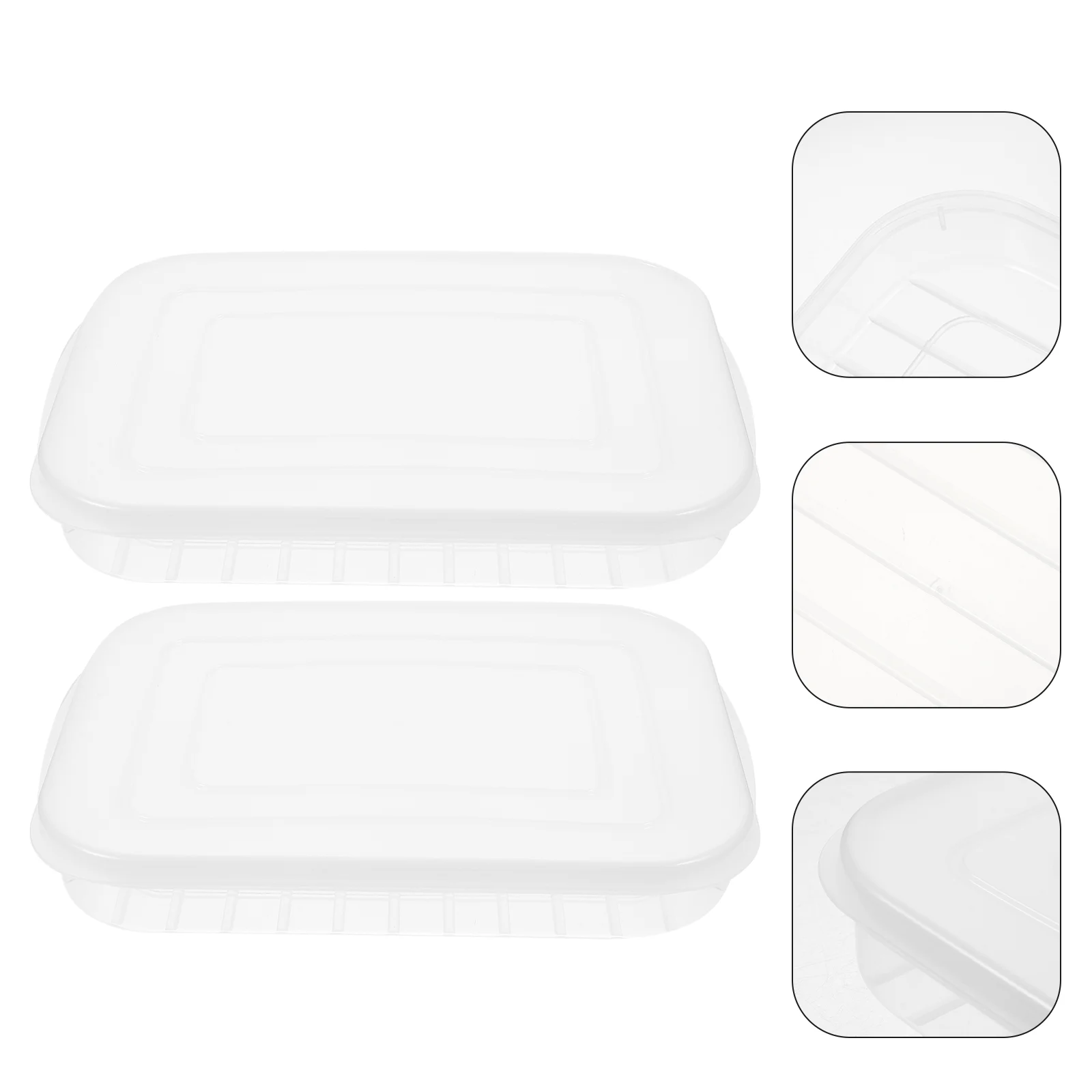 2 Pcs Bacon Sealed Boxes Storage Containers for Food Large Holder Refrigerator Refrigerators Cheese Glass