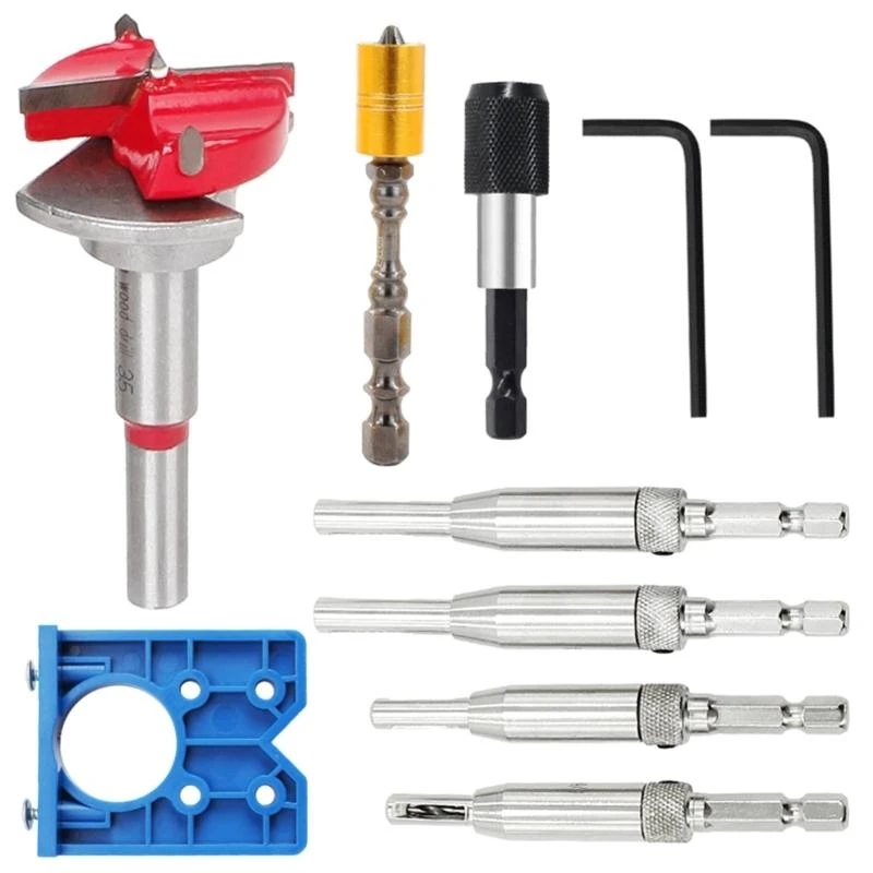 Hinge hinge woodworking hole locator 35mm adjustable hole opener Hinge drill combination set 8pcs
