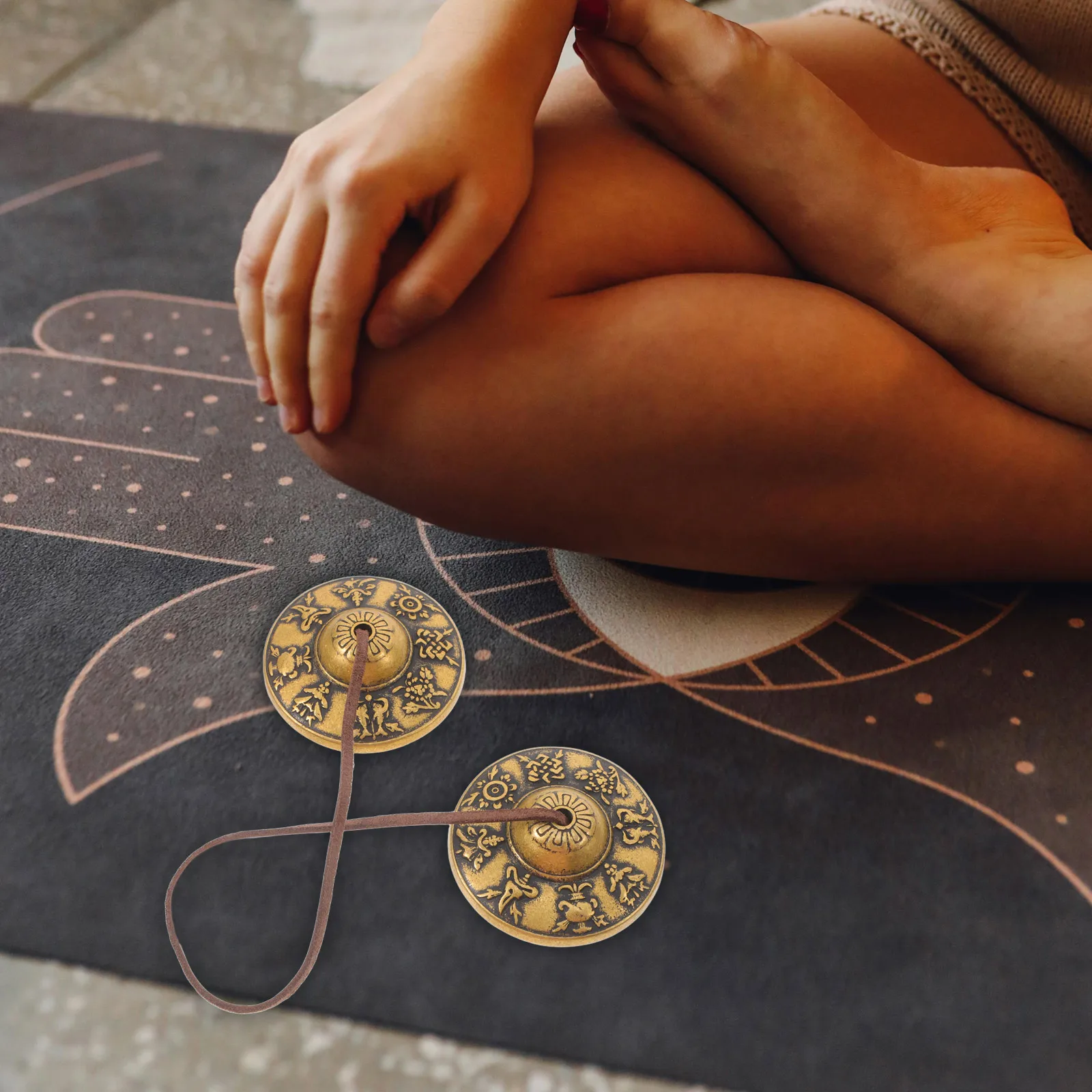 مجموعة الصنج Tingsha النحاسية للتأمل واليوجا والطقوس الروحية أداة قرع الصوت الرنين واضحة فنغ شوي