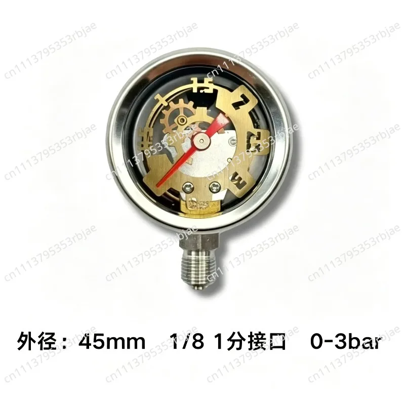 Applicable To Coffee Machine Pressure Gauge Pneumatic Coffee Machine Hollow Side Out 1 Minute 1/8 Interface All Stainless Steel