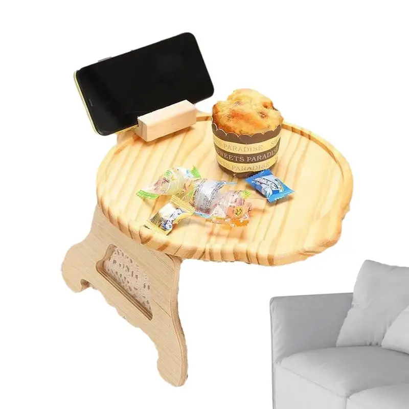 Sofa Armrest Tray Practical TV Snack Coffee Table Clip-On Tray Natural Wood Mobile Tablet Notebook Household Accessories