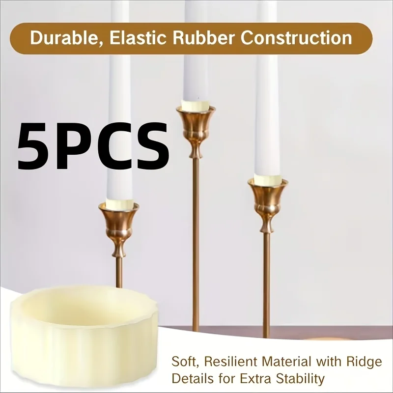 5/10Pcs Off White Silicone Candle Base Rings Anti-Slip Flexible Holders Smooth Edge Pillar Candle Tray For Wedding Party Decor E