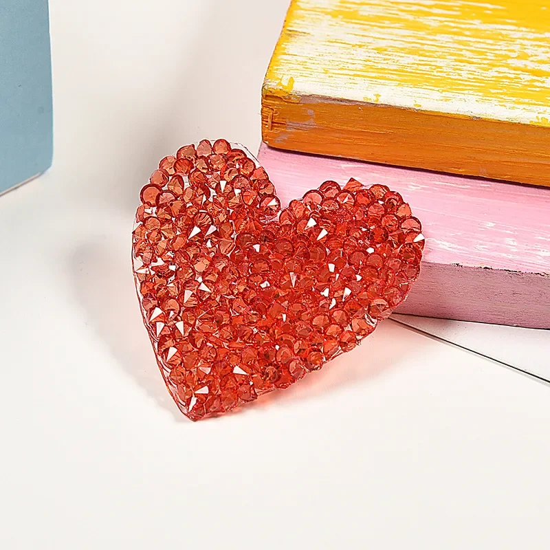 5pc Crystal Rhinestone Small Red Heart Love Sequin Patches for Clothing Iron on Clothes Appliques Badge Stripes Diamond Stickers