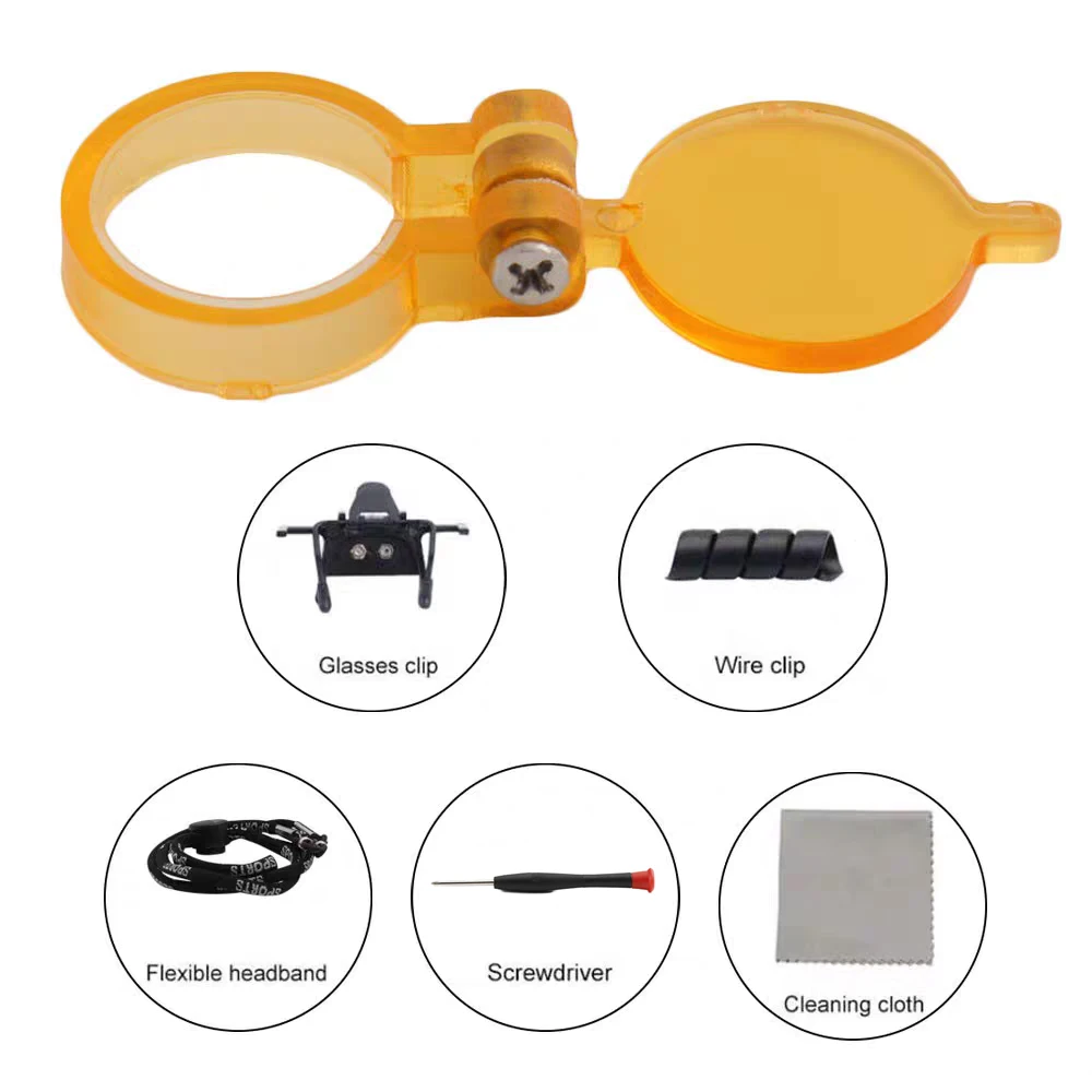 Pezzi di ricambio per faro anteriore occhialini dentali Lab Medical Magnifier Clip giallo filtro cacciavite panno per la pulizia