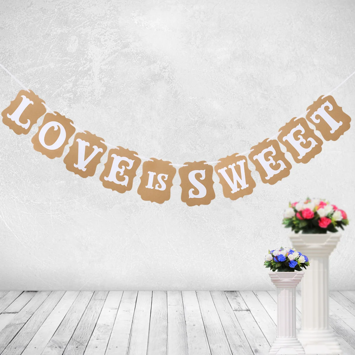 

Oulii Love Is Sweet Banner 16x12cm 24m Ribbon DIY Curving Shapes Wedding Home Decoration Love Is Sweet Banner Wedding Decoration