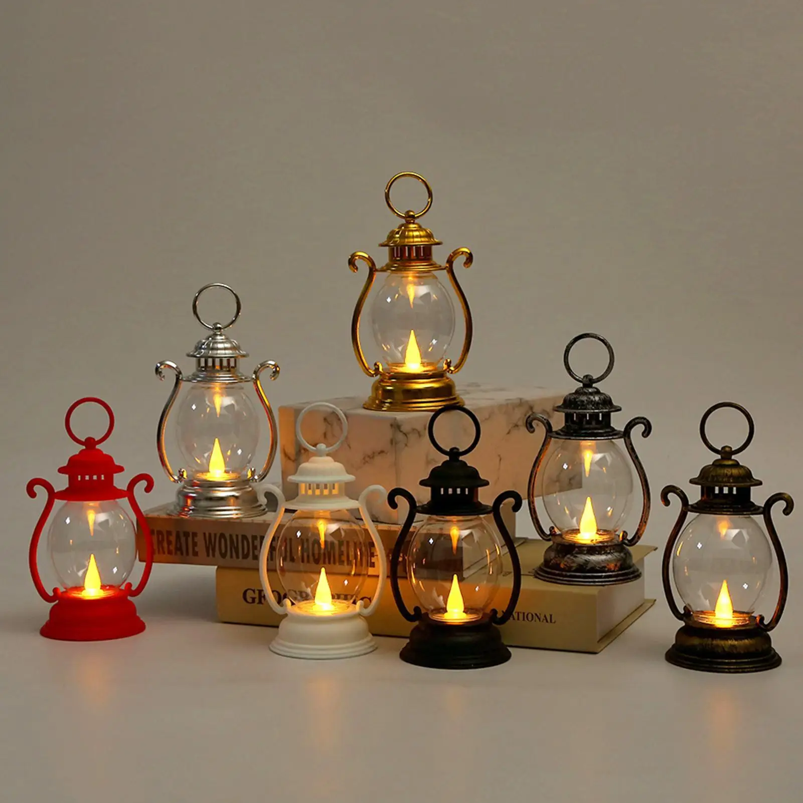 Vintage Lamp Vintage Oil Lantern LED String Lights Portable Tent Light Battery Powered Home Decor Lights for Living Room Bedroom