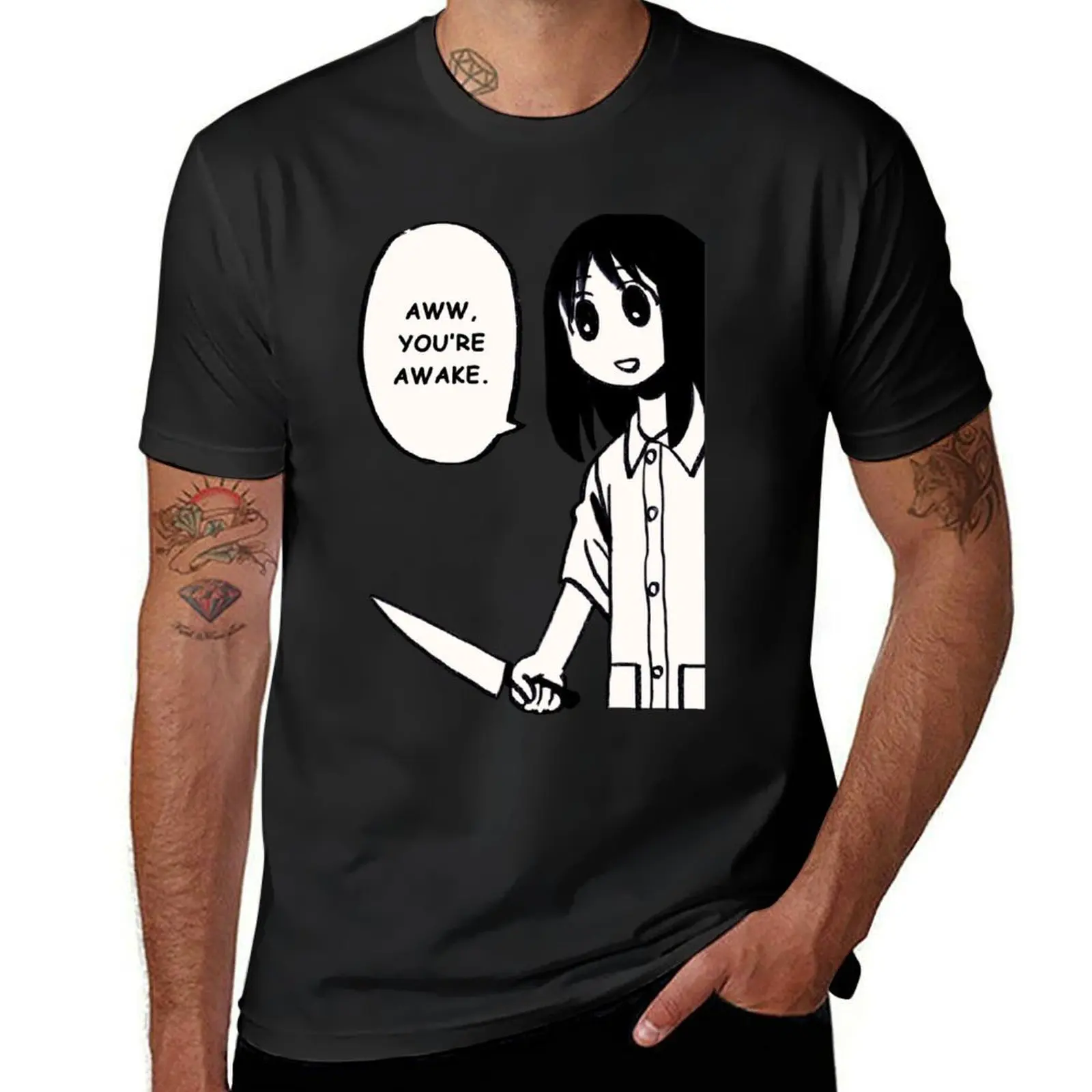 I redraw knife osaka manga panel / aww you're awake / funny azumanga daioh T-Shirt cute clothes vintage mens clothes