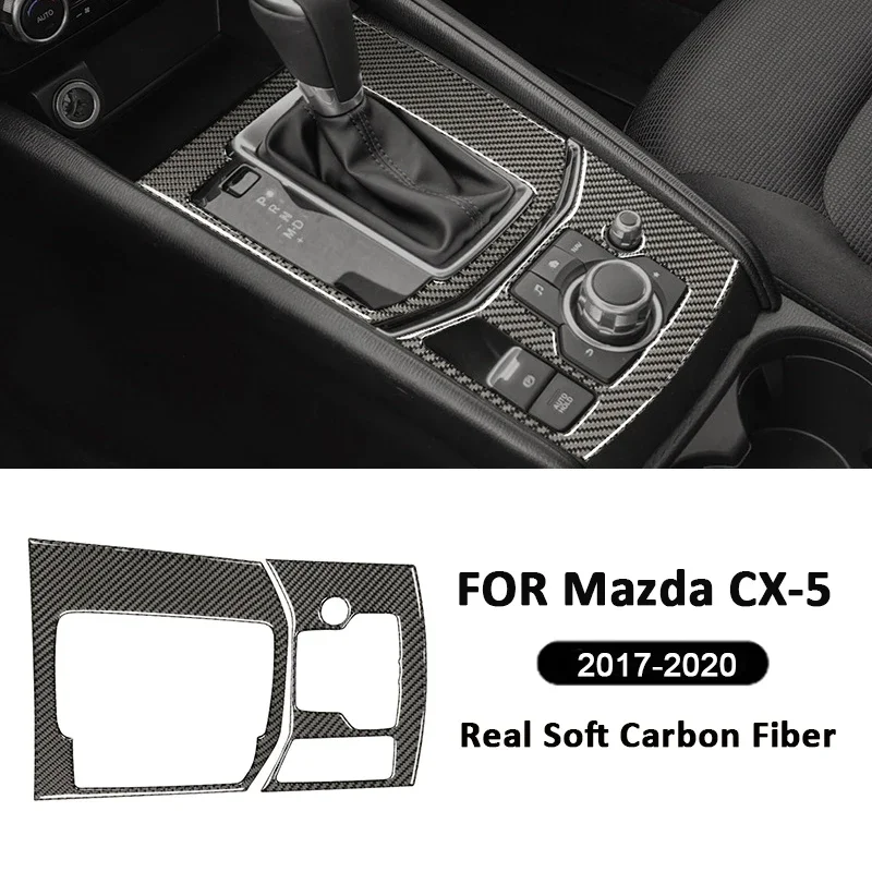 

For Mazda CX-5 2017-2020 Carbon Fiber Car Center Console Gear Shifter Panel Frame Trim Interior Decoration Sticker Accessories