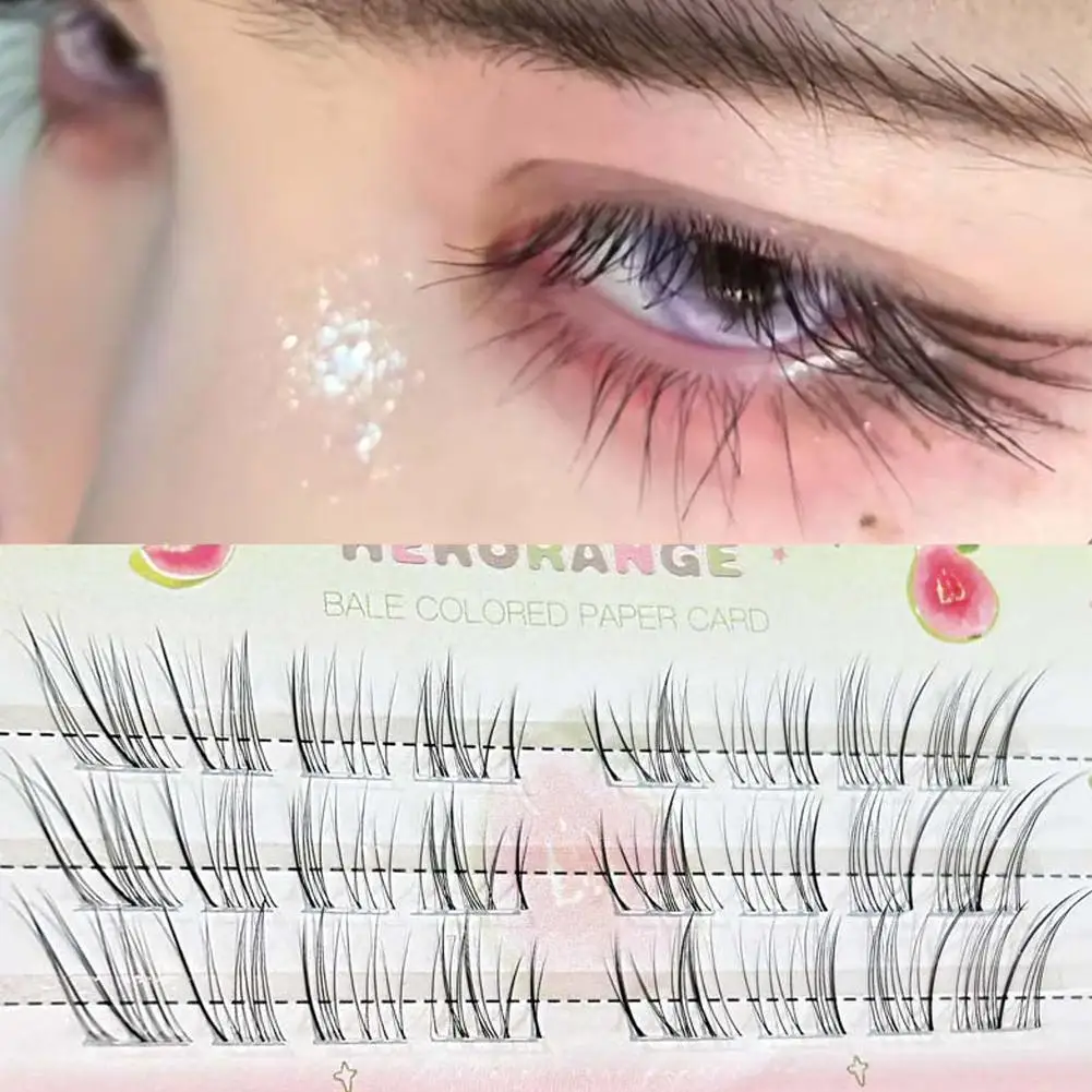 접착제 필요 없음 자체 접착 가짜 속눈썹 부드럽고 푹신한 단일 클러스터 세그먼트 밍크 속눈썹 연장 뷰티 메이크업