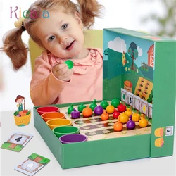 Montessori Early Education Vegetables Fruits Counting Shape Matching Kids Farm Preschool Game Color Classification Cup Toys