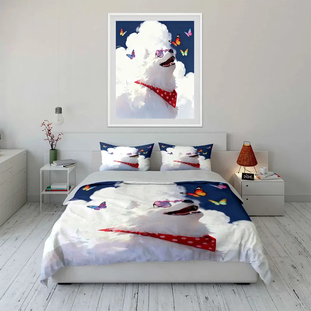 Dog Accessory Set Outdoor Fun Soft Comfortable Duvet Cover Bedding Set Included 1*Duvet Cover & 2*Pillowcases, gift