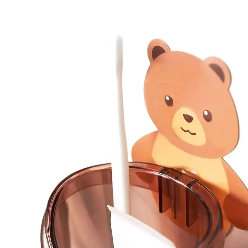 Настенный-держатель-для-зубных-щеток-и-пасты-little-bear-Суперпрочный-стакан-органайзер-для-ванной-комнаты-с-дренажем-дизайн-«Медвежонок»