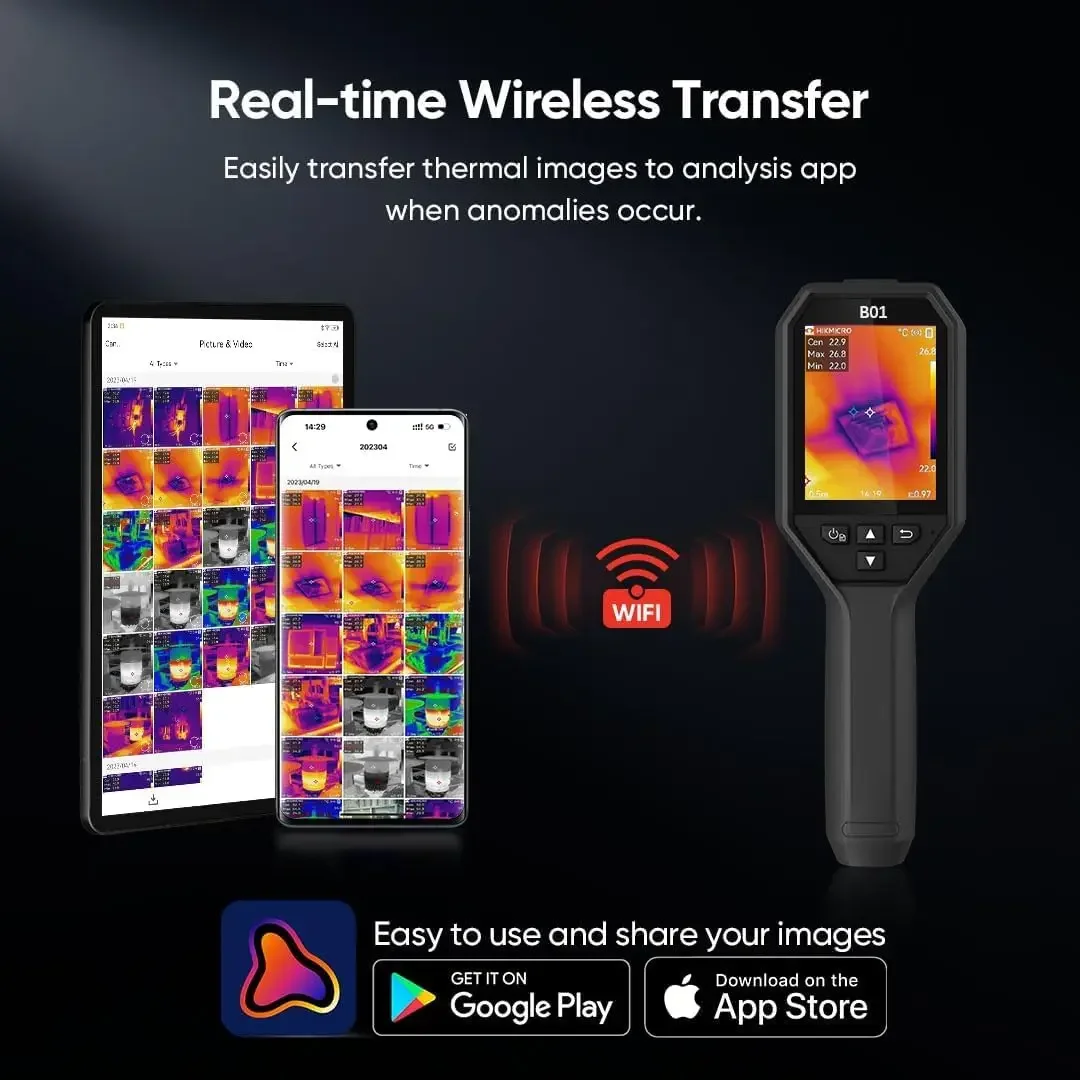 Thermal Camera 256 x 192 IR Resolution, Thermal Imaging Camera with WiFi, 3.2" LCD Screen, 25Hz Refresh Rate, Handh