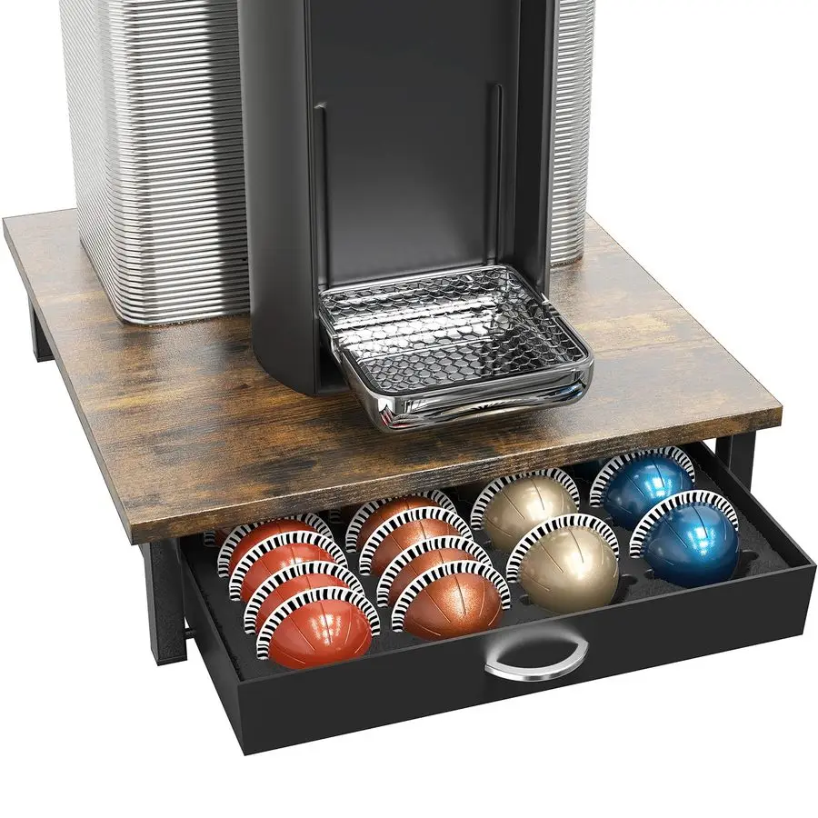 

Vertuo Pod Holder Drawer, 24 Large or 48 Small Nespresso Capsule Organizer, Rustic Brown