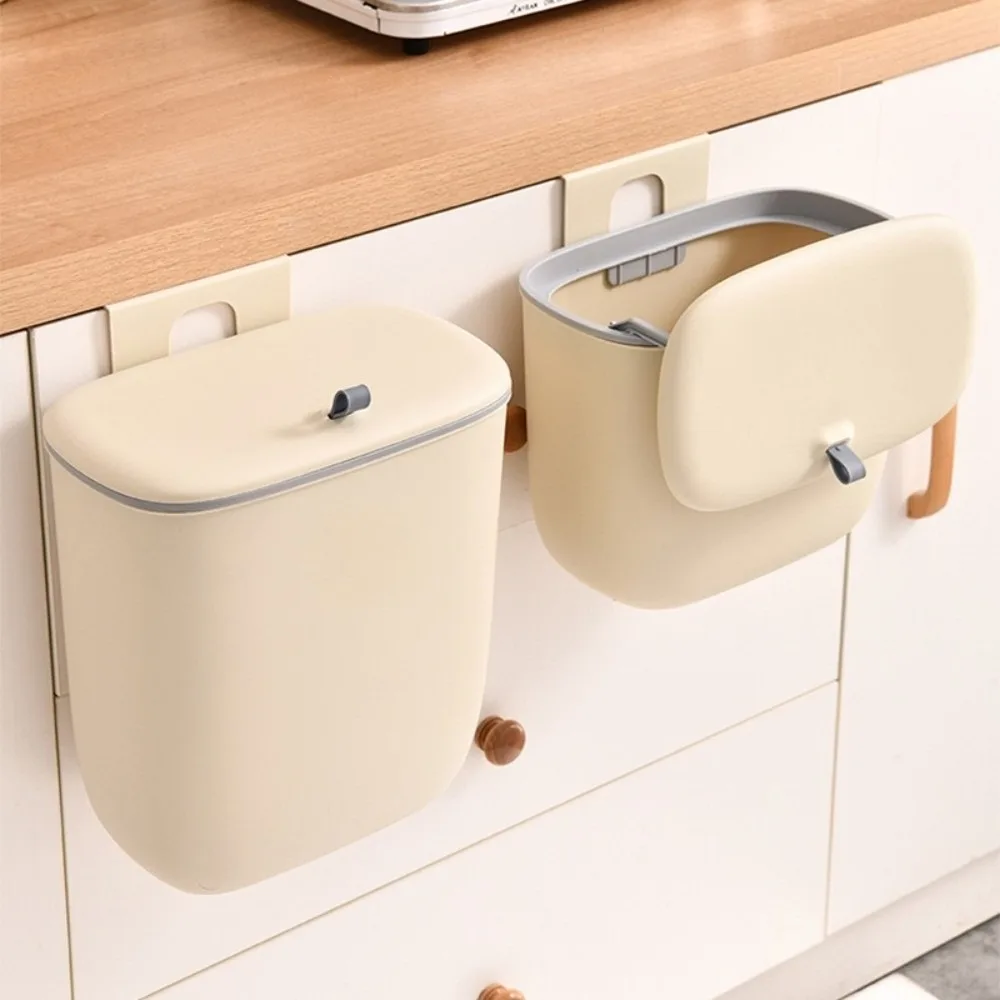 8/12L Kitchen Garbage Can Wall-Mounted Designed Storage Waste Trash Can with Lid Toilet Storage Bin Home Kitchen Bathroom Use