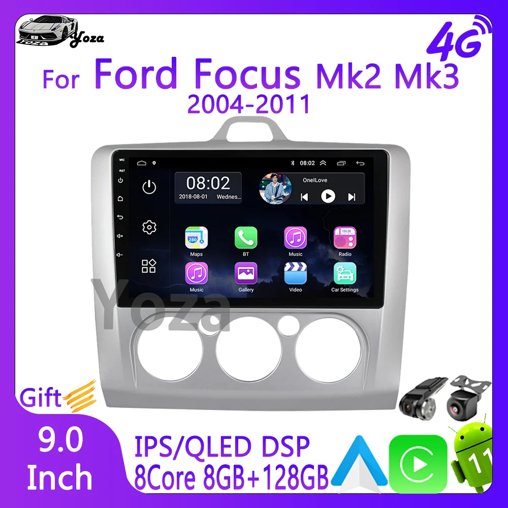 Yoza Carplay Car Radio For Ford Focus Mk2 Mk3 2004-2011 Android11 Touch Screen Multimedia Player GPS Navigation 5G WIFI