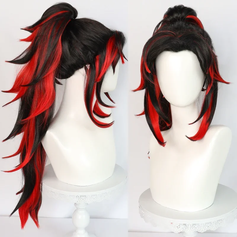 

2026 Anime Synthetic Hair Kokushibo Long Straight Ponytail Party Wigs Halloween Party Roleplay Wig for Men Women Gifts