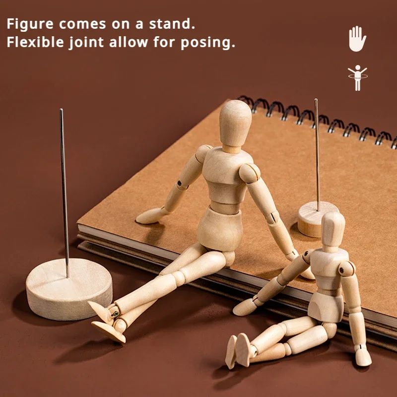 5.5/8/12/16 inch Artists Wooden Manikin Jointed Mannequin Perfect for Home Decoration The Human Figure Supplies Drawing Tools