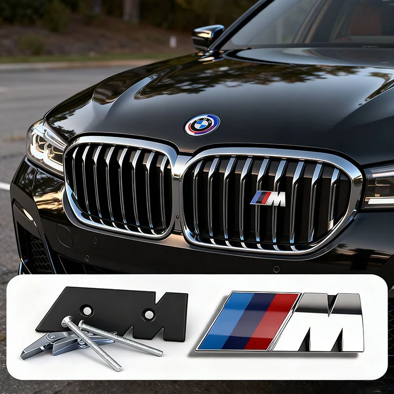 Car Front Grille M Badge Emblem Decoration Accessories Sticker For BMW M E46 E90 E60 F30 F10 E39 E36 F20 G30 G20 E87 E92 E91 E30