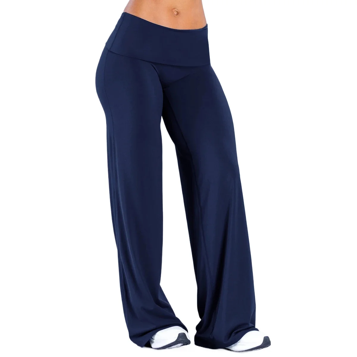 New Fall Winter Women's Cuffed Hem Wide Leg Yoga Pants Loose Athletic Long Pants Casual Outdoor Workout Pilates Fitness Trousers
