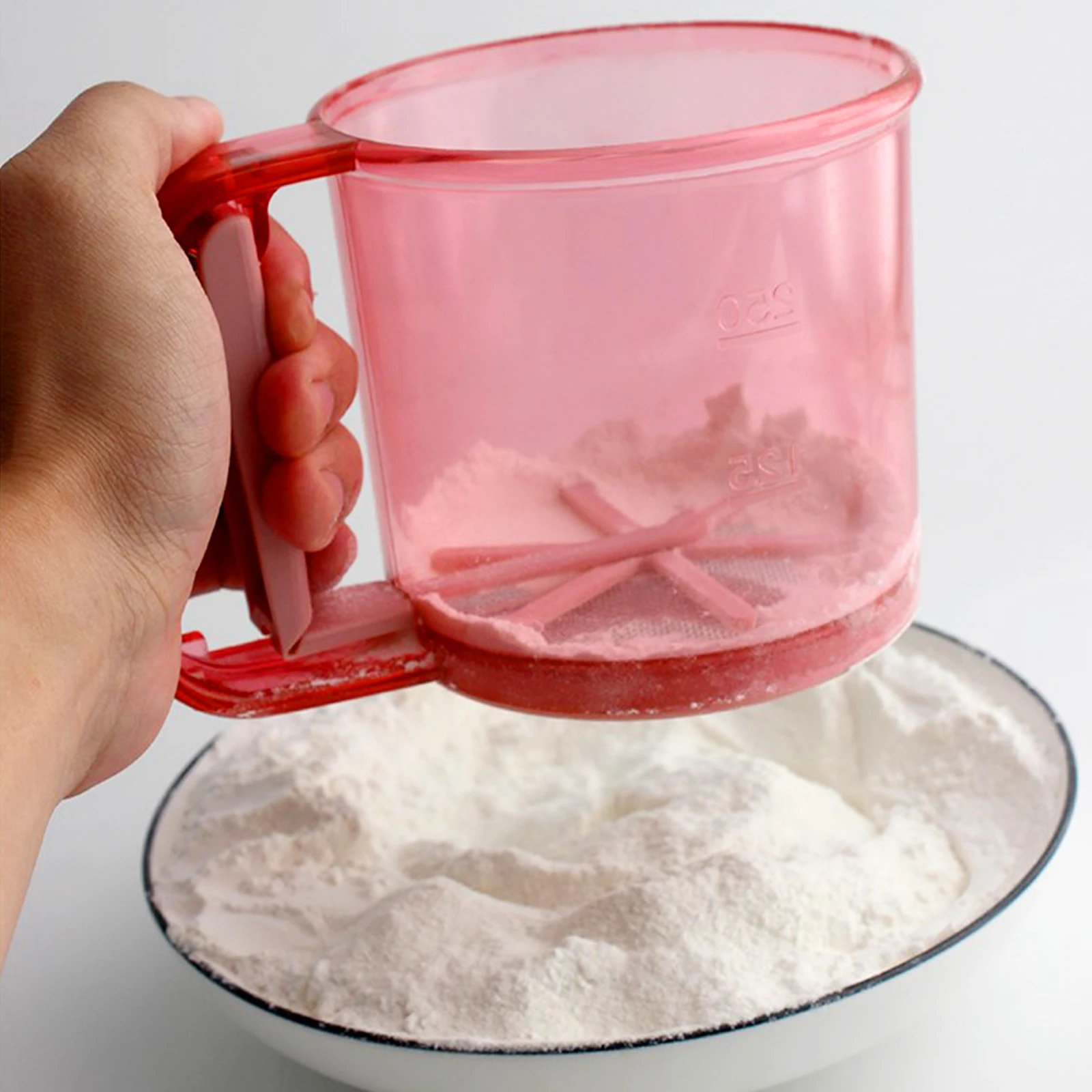 

Handheld Flour Sifter Lightweight Plastic Stainless Steel Sieve Baking Mesh Cup Strainer Red Sifters Powdered Sugar