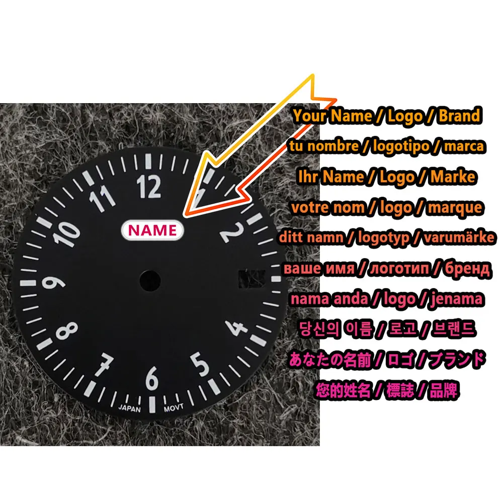 New Dial Accessories for NH35/36/4R/7S Movement 28.5MM Green Luminous Calendar Arabic Numeral Dial Customizable Logo
