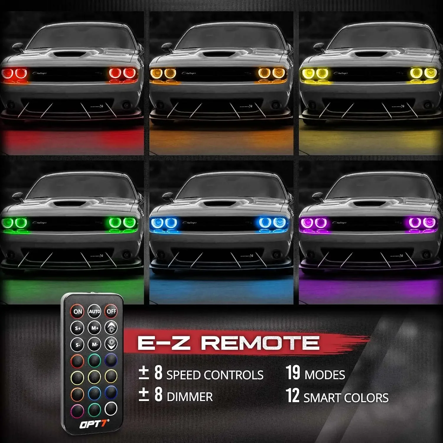 Halo & Interior & Underglow Bundle Lights Kit for 2008-2023 Dodge Challenger Car Accessories, with Remote Control, Rigid LED Lig