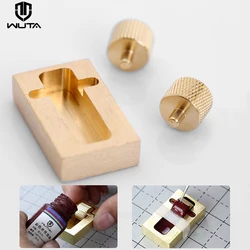 WUTA Leather Craft Brass Edge Oil Box With Two Rollers Mini Side Oil Hopper Box Dye Box Bucket DIY Leather Tool Standard Shiping
