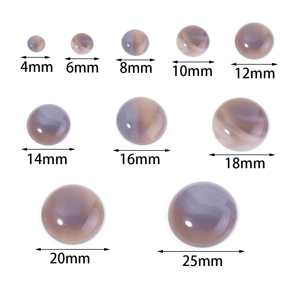 5-10pcs/lot Natural Stone Cabochon Beads 4/6/8/10/12/14/16/18/20/25mm Round Semi-precious Cabochon Cameo For DIY Jewelry Making