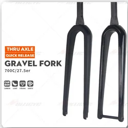 Gravel Fork All Carbon Fiber Road Bicycle Fork Quick Release/ Thru Axle Ultralight Gravel Bike Fork