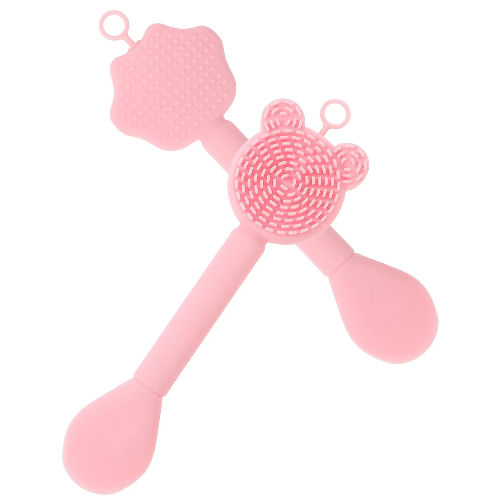 แปรงซิลิโคนพกพาสำหรับทาหน้า 2 ชิ้น ดีไซน์สองด้าน สำหรับทำความสะอาดผิวหน้าและขัดผิว แปรงทาหน้าเนื้อนุ่ม