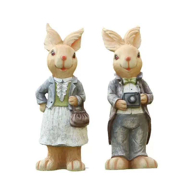 

Outdoor Cartoon Peter Rabbit Sculpture Garden Landscape Garden Ornament Kindergarten Park Fiberglass Rabbit Ornament
