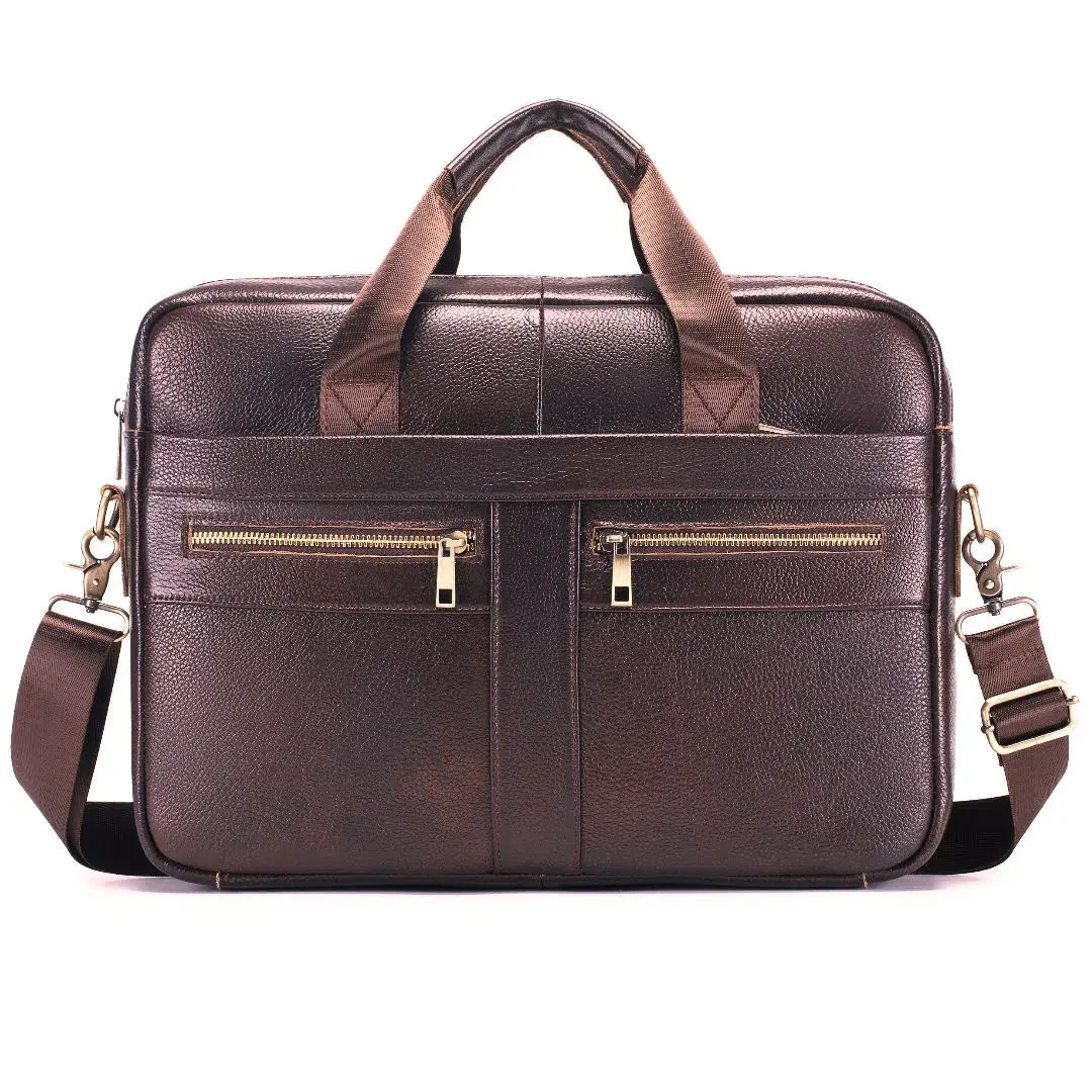 2027 New Fashion Luxury Cow Genuine Leather Business Men Briefcase Male Shoulder Bag Men's Messenger Bag Tote Computer Handbag