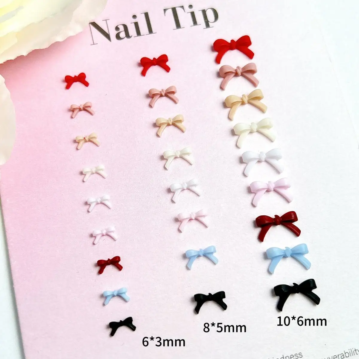 100Pcs Solid Color Bowknots Resin Nail Art Decorations 3D Mini Cute Line Bows Nail Charms for DIY Hair Clip Nails Accessories