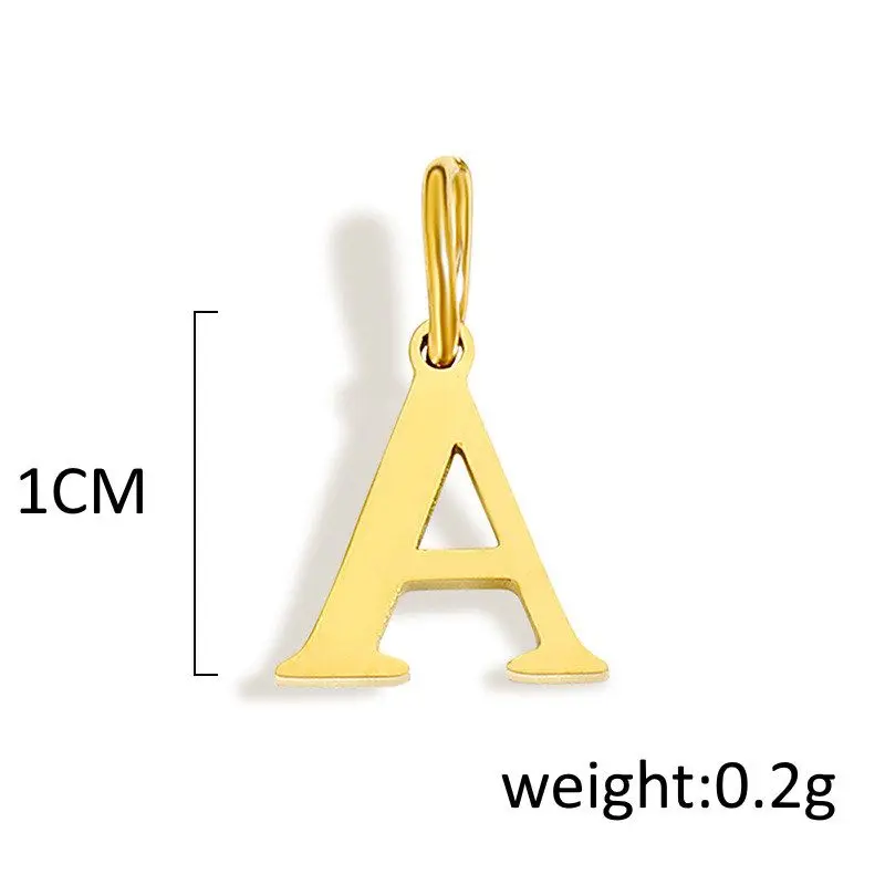 3PCS/LOT 14K Gold PVD Plated Stainless Steel 10mm Alphabet Letter Charms, Personalized Pendant for DIY Necklace Jewelry