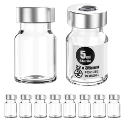 Ks-Tek Sterile Empty Vials Silver Aluminum Cap with Butyl Rubber Stopper,Sterile Package of10