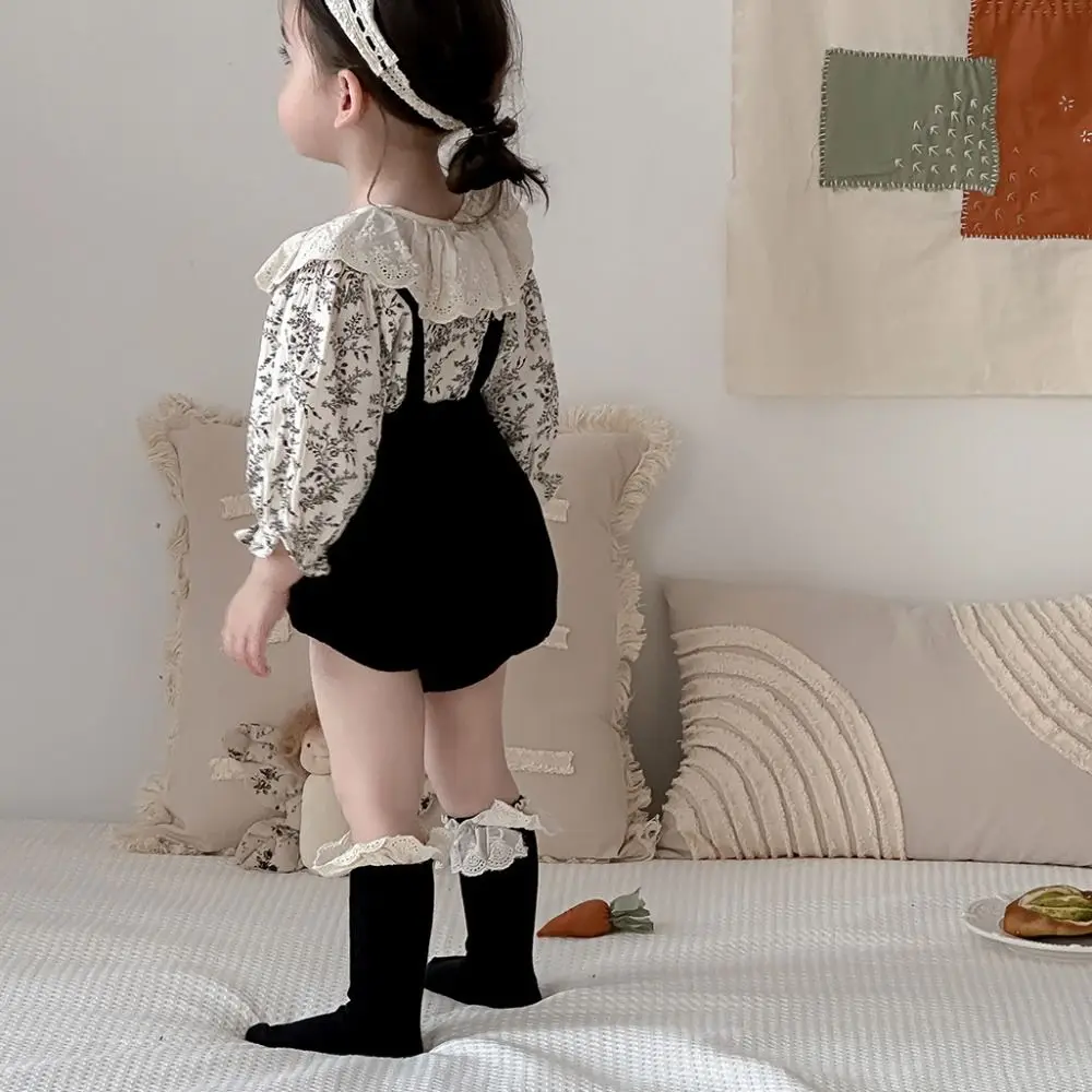 لوتس ليف طوق الطفل البلوز فستان كشكش وزرة زهرة دارى بذلة رومبير للرضيع ارتداءها الطفل السراويل تسلق دعوى الهدايا