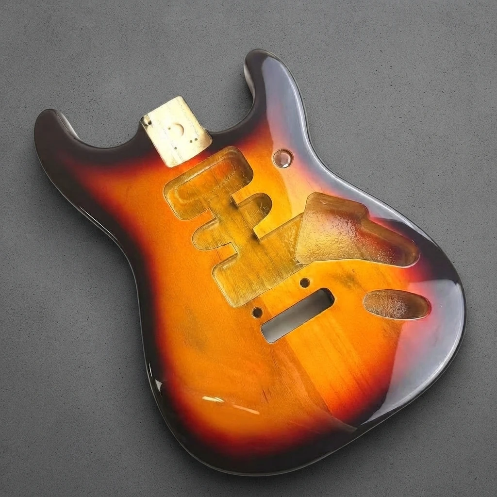 Pre-Routed HSH Red Sunburst ST Electric Body, Gloss Finish, Standard Neck Pocket, 56mm Heel DIY Project Replacement Part